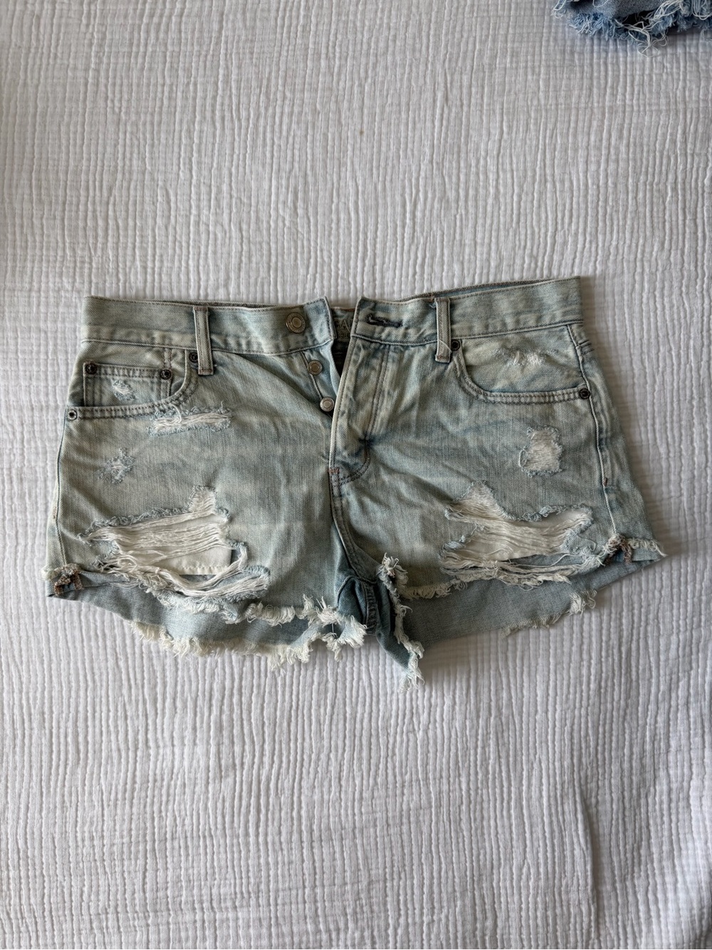 American Eagle Outfitters Light Blue Distressed Denim Jean Shorts